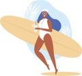 Surfer girl walking with board on the sandy beach drinkingÃÂ cocktail. Beautiful young woman at the beach. Surfing. Summer Vacation Royalty Free Stock Photo